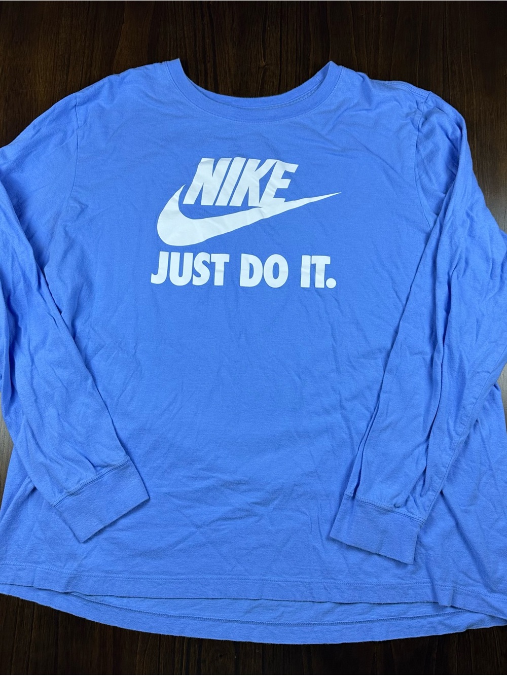 Nike Blue Long Sleeve Tee with White Swoosh